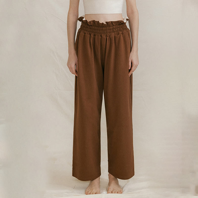 Pantalones holgados de licra con hebillas informales y bolsillos para mujer con Buddha Stones - SaddleBrown - US6，UK/AU10，EU38 (XL) - image 1