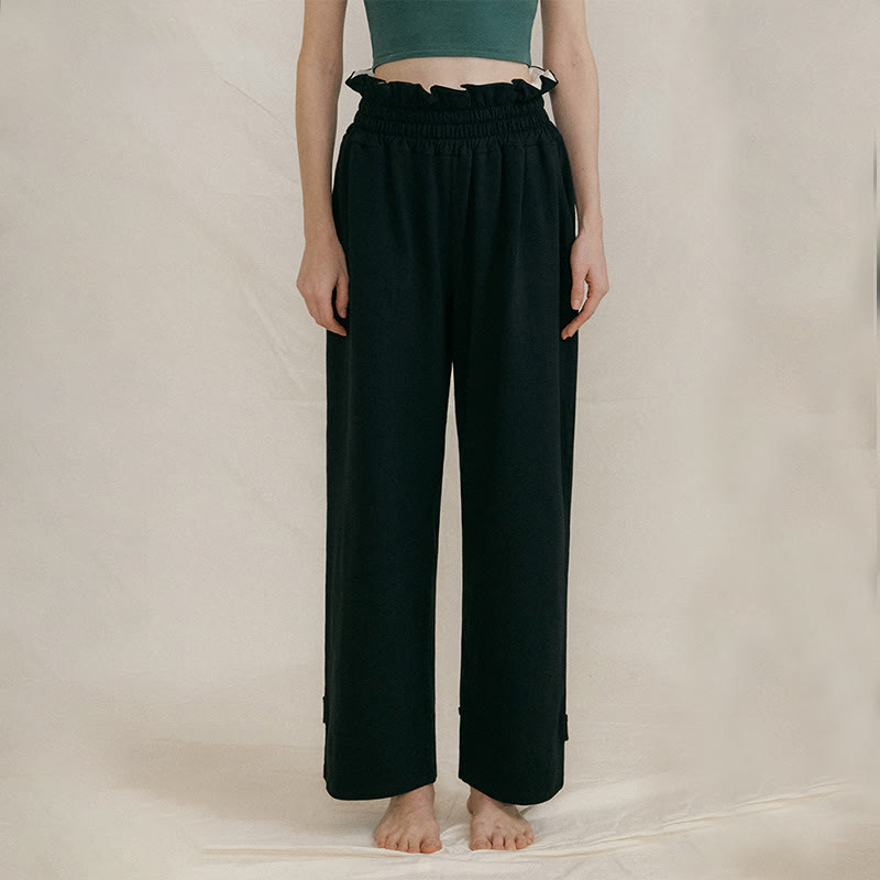Pantalones holgados de licra con hebillas informales y bolsillos para mujer con Buddha Stones - Negro - US6，UK/AU10，EU38 (XL) - image 11
