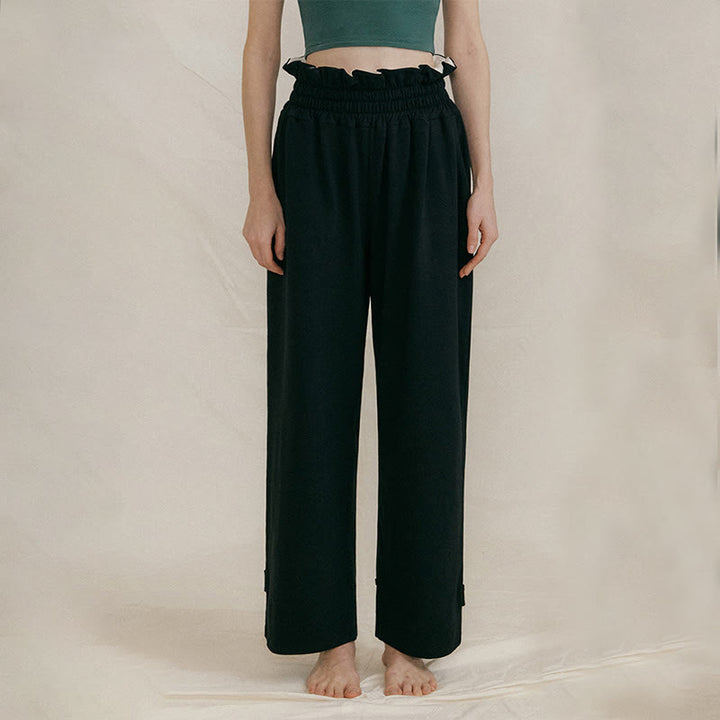 Pantalones holgados de licra con hebillas informales y bolsillos para mujer con Buddha Stones - Negro - US6，UK/AU10，EU38 (XL) - image 11