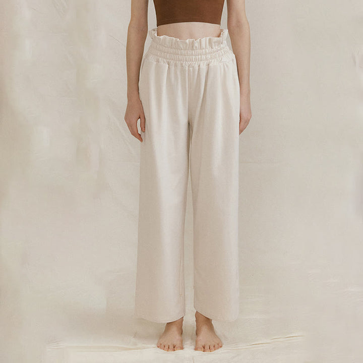 Pantalones holgados de licra con hebillas informales y bolsillos para mujer con Buddha Stones - Blanco floral - US6，UK/AU10，EU38 (XL) - image 15