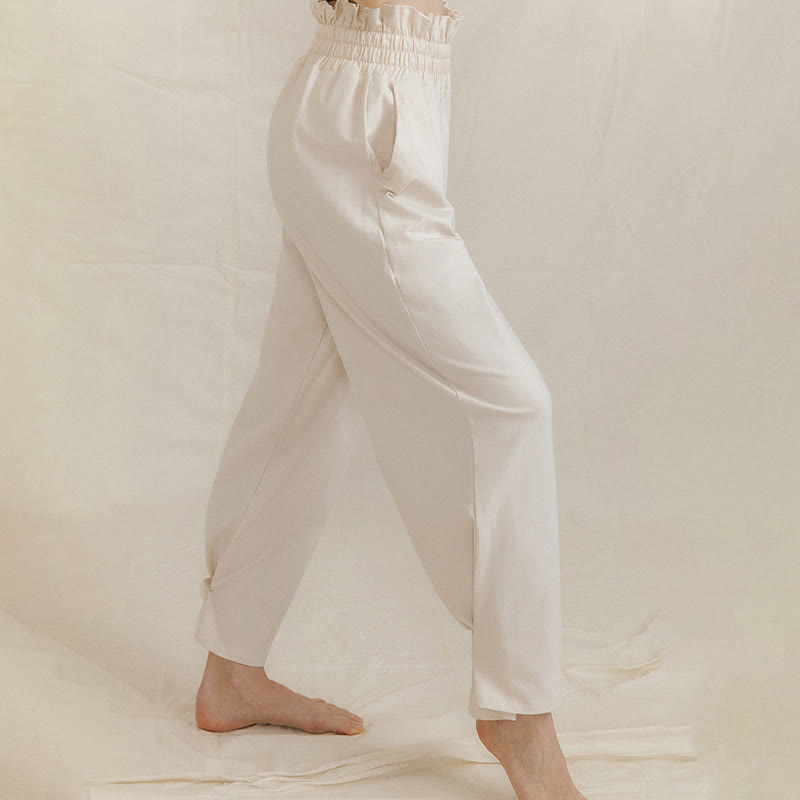 Pantalones holgados de licra con hebillas informales y bolsillos para mujer con Buddha Stones - image 21
