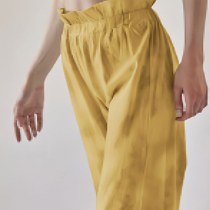 Pantalones casuales de licra con estampado de tinta y lazos en las piernas para mujer con Buddha Stones - Vara de oro - US6，UK/AU10，EU38 (XL) - image 11