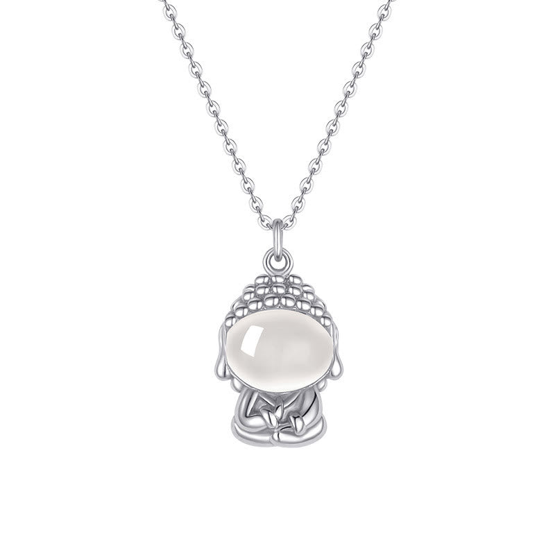 Colgante de collar con Buda positivo sin forma de calcedonia y Buddha Stones en plata de ley 925 - image 9