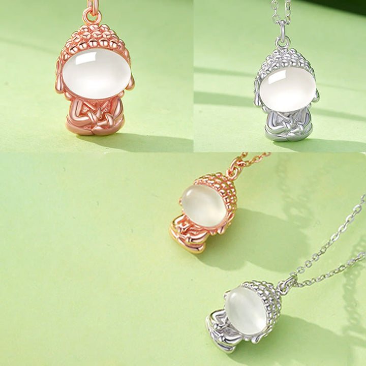 Colgante de collar con Buda positivo sin forma de calcedonia y Buddha Stones en plata de ley 925 - image 11