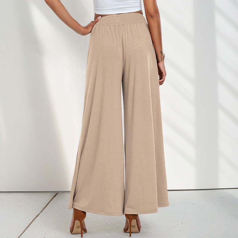 Pantalones anchos de poliéster para mujer, informales, de cintura alta, lisos y holgados, con bolsillos y estampado de Buddha Stones