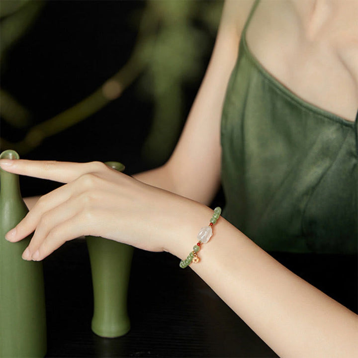 Pulsera de la suerte con monedas de cobre y conejo de ágata y jade hetiano natural de Buddha Stones