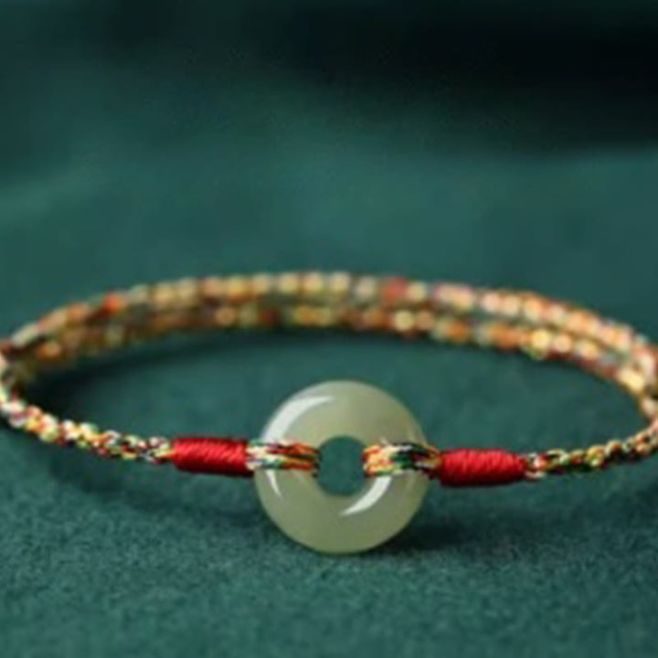 Pulsera de cuerda colorida de jade con hebilla de paz hecha a mano con Buddha Stones