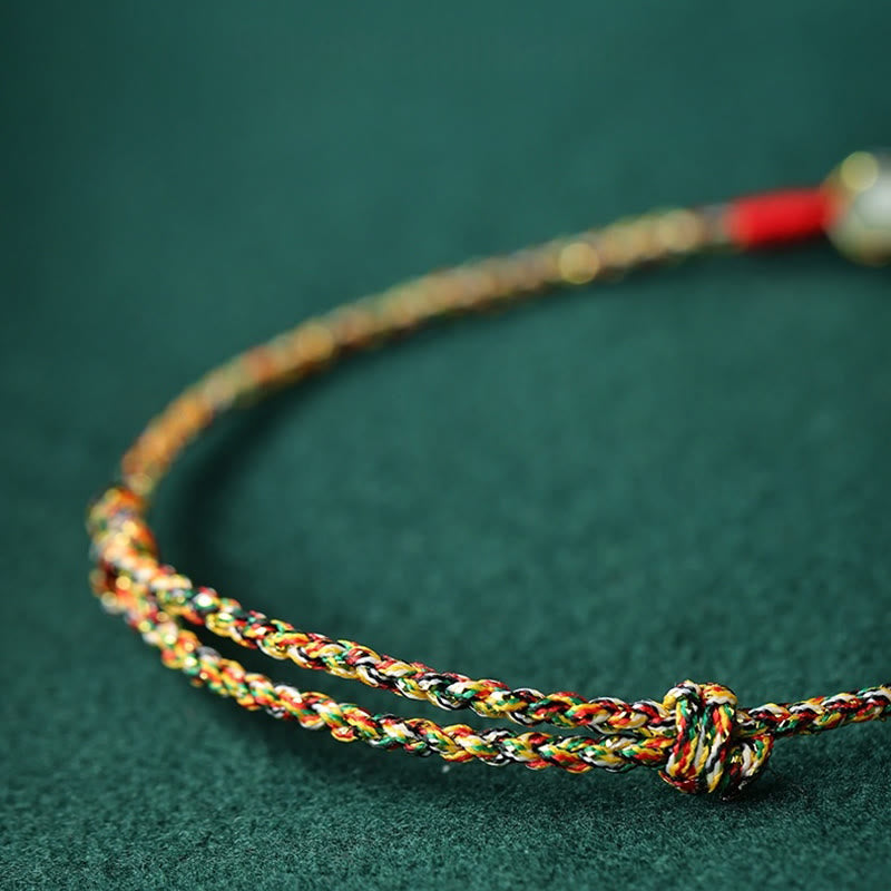 Pulsera de cuerda colorida de jade con hebilla de paz hecha a mano con Buddha Stones
