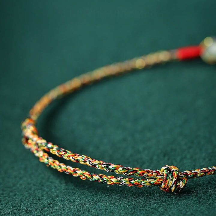 Pulsera de cuerda colorida de jade con hebilla de paz hecha a mano con Buddha Stones
