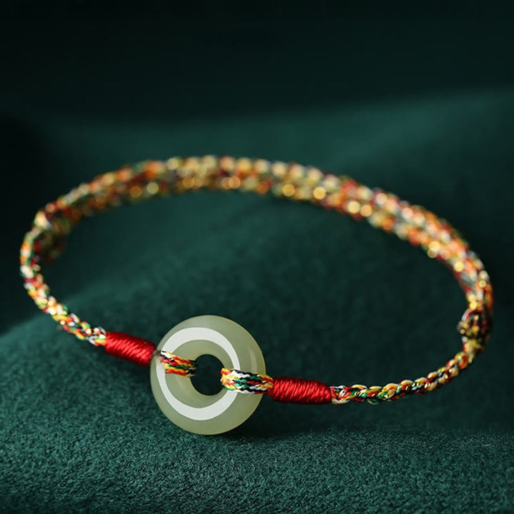 Pulsera de cuerda colorida de jade con hebilla de paz hecha a mano con Buddha Stones