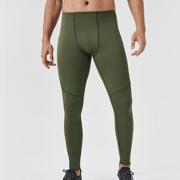 Leggings deportivos transpirables elásticos de cintura alta de color sólido con Buddha Stones para hombre con bolsillo trasero con cremallera
