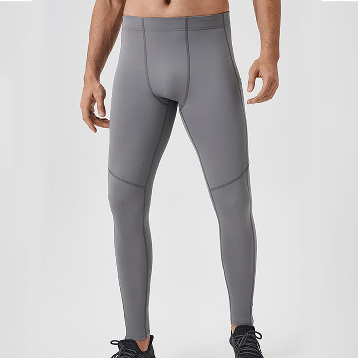 Leggings deportivos transpirables elásticos de cintura alta de color sólido con Buddha Stones para hombre con bolsillo trasero con cremallera - image 2