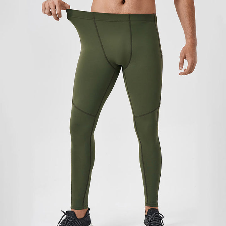 Leggings deportivos transpirables elásticos de cintura alta de color sólido con Buddha Stones para hombre con bolsillo trasero con cremallera