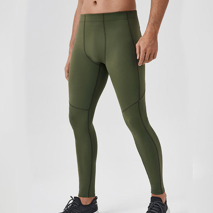 Leggings deportivos transpirables elásticos de cintura alta de color sólido con Buddha Stones para hombre con bolsillo trasero con cremallera