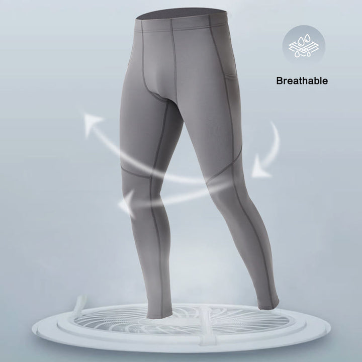 Leggings deportivos transpirables elásticos de cintura alta de color sólido con Buddha Stones para hombre con bolsillo trasero con cremallera