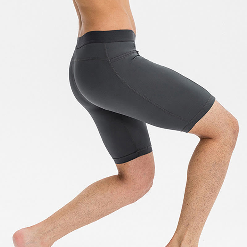 Pantalones cortos deportivos de secado rápido, ajustados y elásticos de Buddha Stones para hombre con bolsillos con cremallera