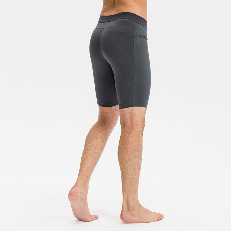 Pantalones cortos deportivos de secado rápido, ajustados y elásticos de Buddha Stones para hombre con bolsillos con cremallera - image 3