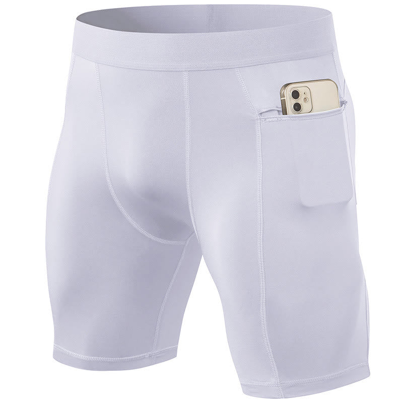 Pantalones cortos deportivos de secado rápido, ajustados y elásticos de Buddha Stones para hombre con bolsillos con cremallera - image 16