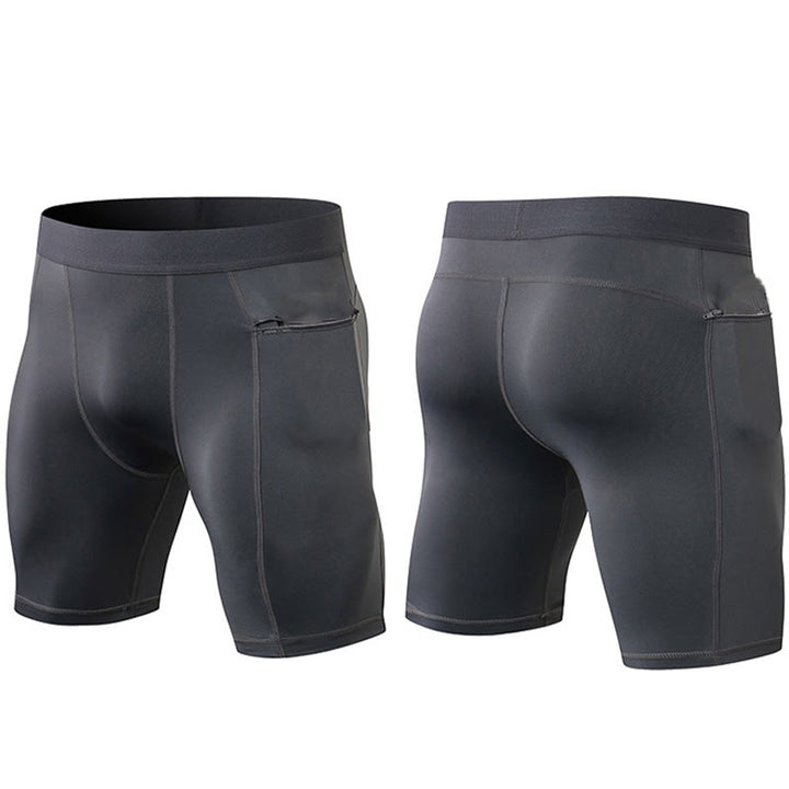 Pantalones cortos deportivos de secado rápido, ajustados y elásticos de Buddha Stones para hombre con bolsillos con cremallera