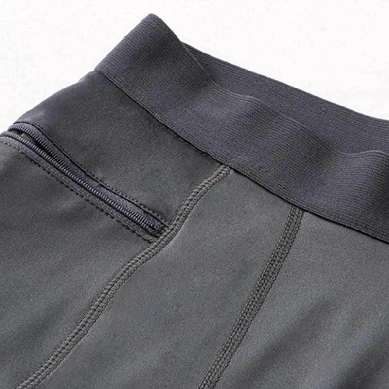 Pantalones cortos deportivos de secado rápido, ajustados y elásticos de Buddha Stones para hombre con bolsillos con cremallera