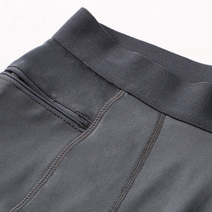 Pantalones cortos deportivos de secado rápido, ajustados y elásticos de Buddha Stones para hombre con bolsillos con cremallera