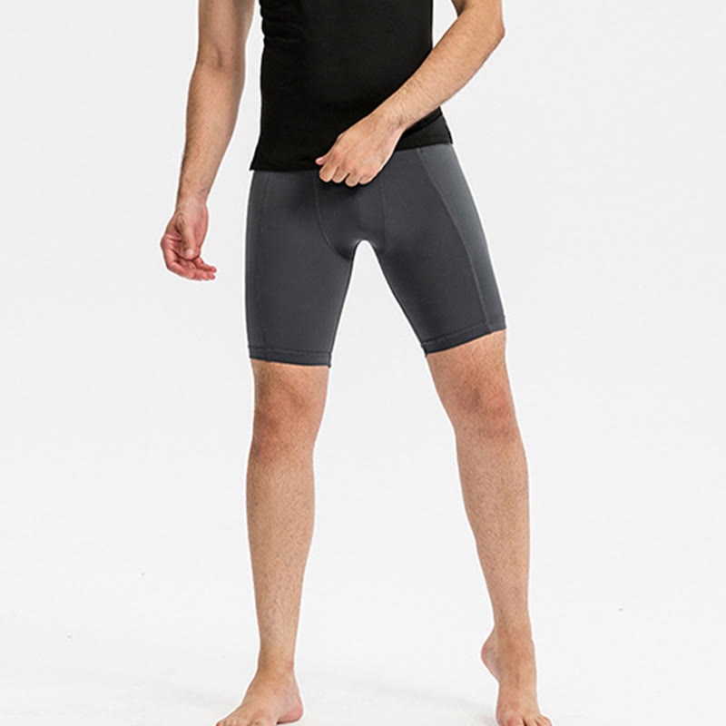 Pantalones cortos deportivos de secado rápido, ajustados y elásticos de Buddha Stones para hombre con bolsillos con cremallera