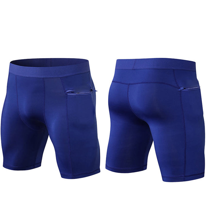 Pantalones cortos deportivos de secado rápido, ajustados y elásticos de Buddha Stones para hombre con bolsillos con cremallera