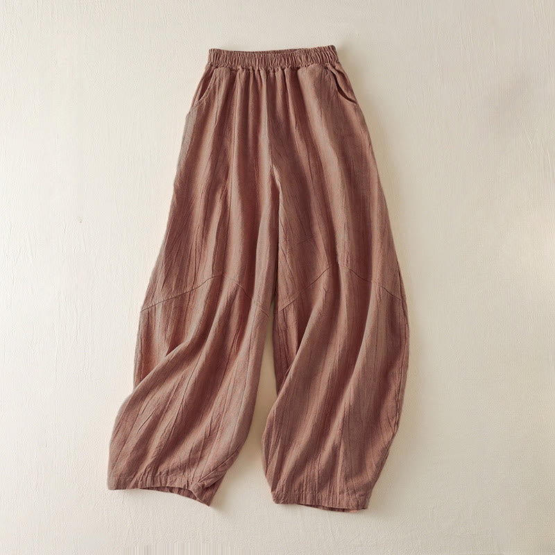 Pantalones harén de algodón para mujer, informales, holgados, de pierna recta, de longitud 7-8, con bolsillos y estampado de Buddha Stones - IndianRed - US8-10，UK/AU12-14，EU40-42 (2XL) - image 0
