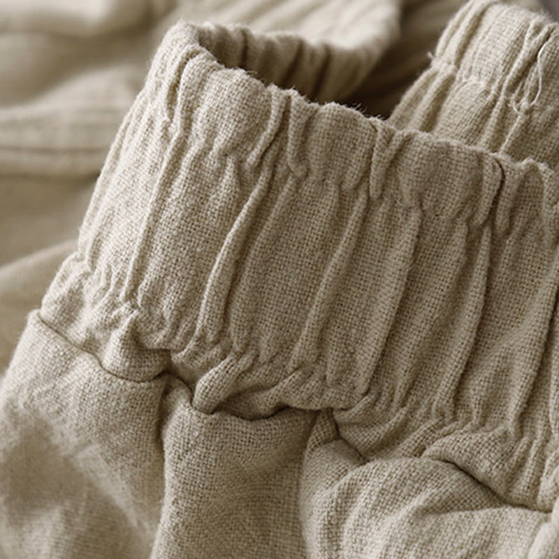 Pantalones harén de lino y algodón para mujer, de largo 7-8, informales, con bolsillos y estampado Buddha Stones - image 6