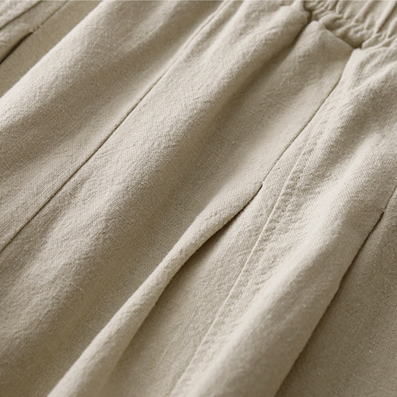 Pantalones harén de lino y algodón para mujer, de largo 7-8, informales, con bolsillos y estampado Buddha Stones - image 3