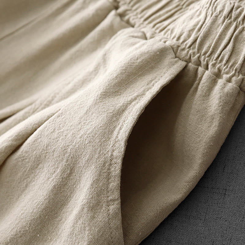 Pantalones harén de lino y algodón para mujer, de largo 7-8, informales, con bolsillos y estampado Buddha Stones - image 7