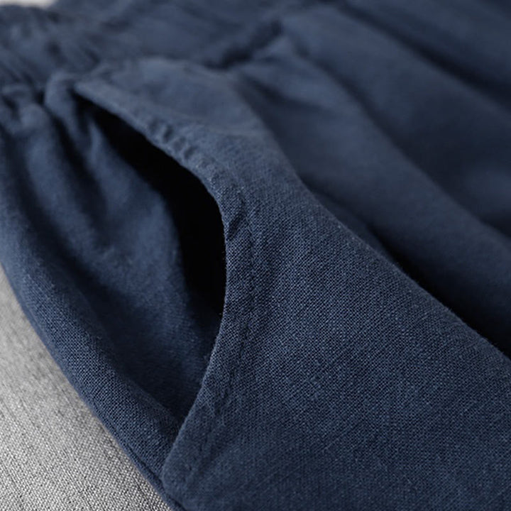 Pantalones harén de lino y algodón para mujer, de largo 7-8, informales, con bolsillos y estampado Buddha Stones