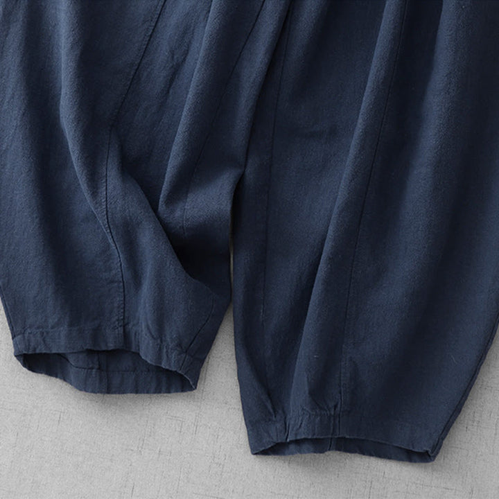 Pantalones harén de lino y algodón para mujer, de largo 7-8, informales, con bolsillos y estampado Buddha Stones