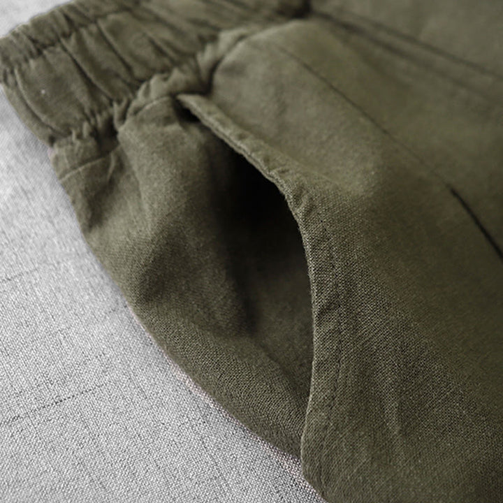 Pantalones harén de lino y algodón para mujer, de largo 7-8, informales, con bolsillos y estampado Buddha Stones