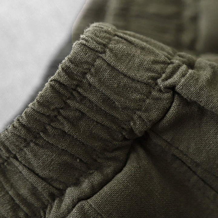 Pantalones harén de lino y algodón para mujer, de largo 7-8, informales, con bolsillos y estampado Buddha Stones