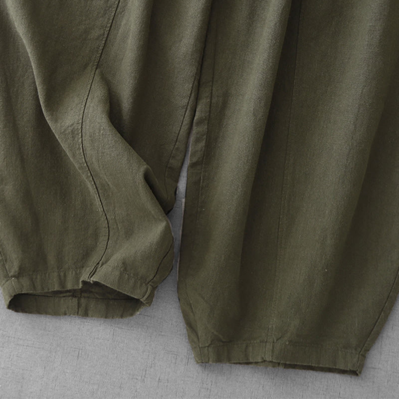 Pantalones harén de lino y algodón para mujer, de largo 7-8, informales, con bolsillos y estampado Buddha Stones - image 29