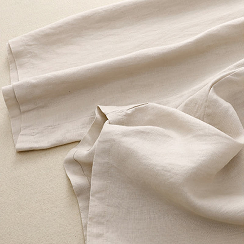 Pantalones anchos de lino y algodón para mujer, de talle alto, informales, con bolsillos y estampado de Buddha Stones - image 17