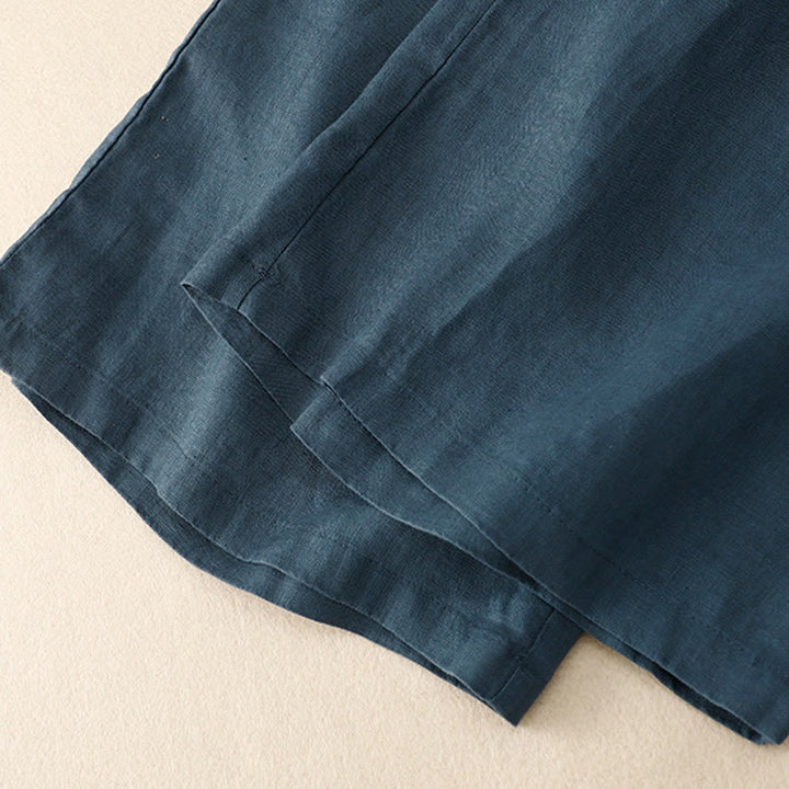 Pantalones anchos de lino y algodón para mujer, de talle alto, informales, con bolsillos y estampado de Buddha Stones - image 22