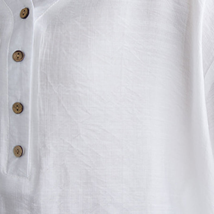 Camisa de viscosa de media manga con diseño de escote en V y estampado casual de Buddha Stones para mujer