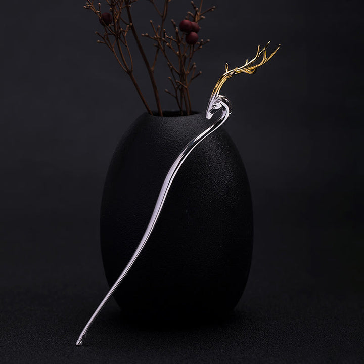 Horquilla protectora de asta de ciervo de plata de ley 925 con Buddha Stones - Horquilla de asta de ciervo - image 0