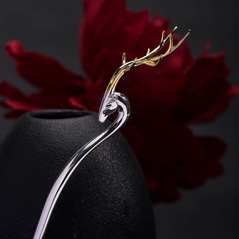 Horquilla protectora de asta de ciervo de plata de ley 925 con Buddha Stones - image 1