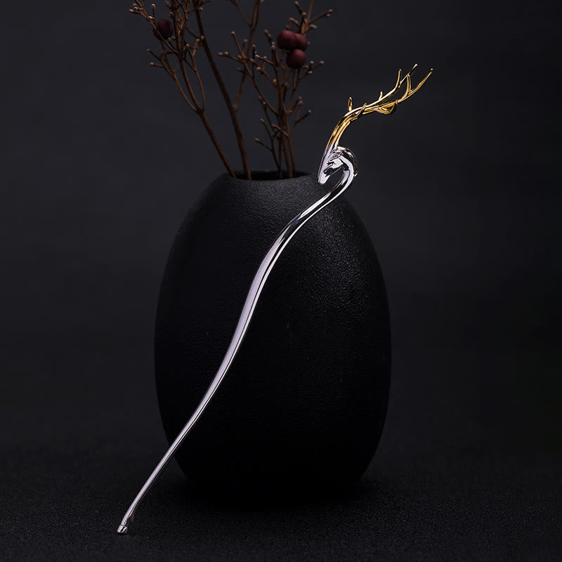 Horquilla protectora de asta de ciervo de plata de ley 925 con Buddha Stones - Horquilla de asta de ciervo - image 0