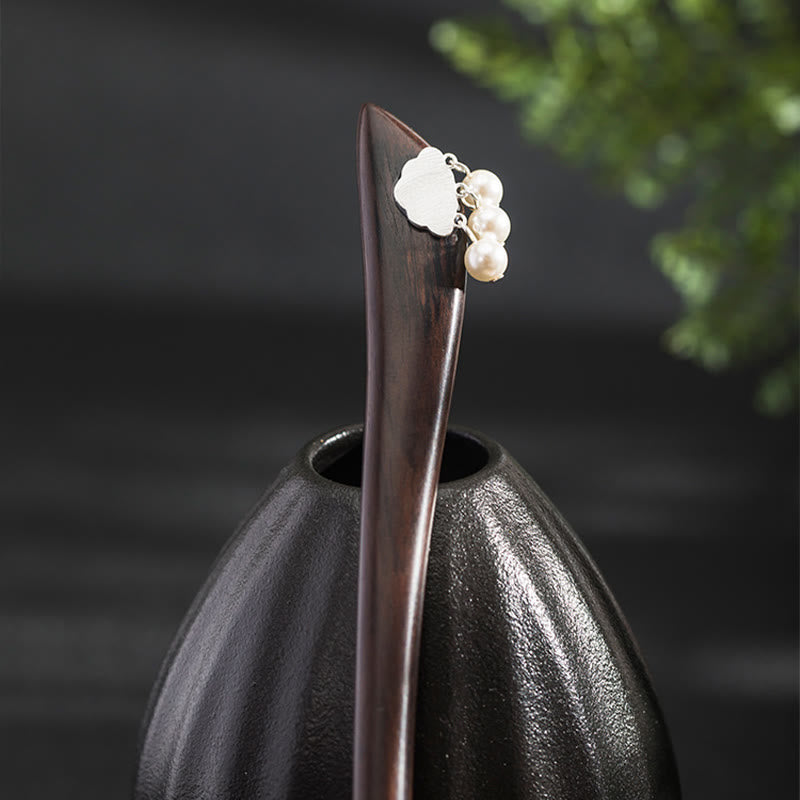 Horquilla de plata de ley 925 con diseño de nube de ébano y piedras de Buddha Stones - image 4