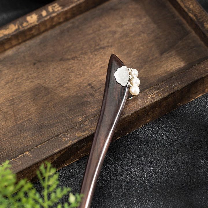 Horquilla de plata de ley 925 con diseño de nube de ébano y piedras de Buddha Stones - image 2