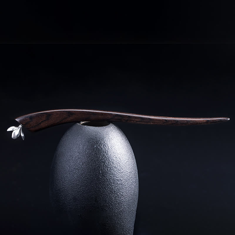 Horquilla clásica con bendición de flor de magnolia de ébano y plata de ley 925 con Buddha Stones - image 5