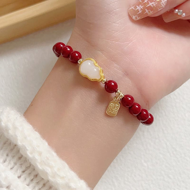 Pulsera con amuleto de bendición con Buddha Stones y calabaza cinabrio