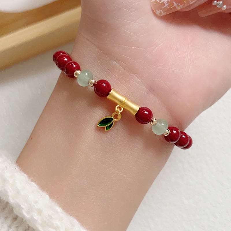 Pulsera de concentración de bambú y cinabrio con Buddha Stones