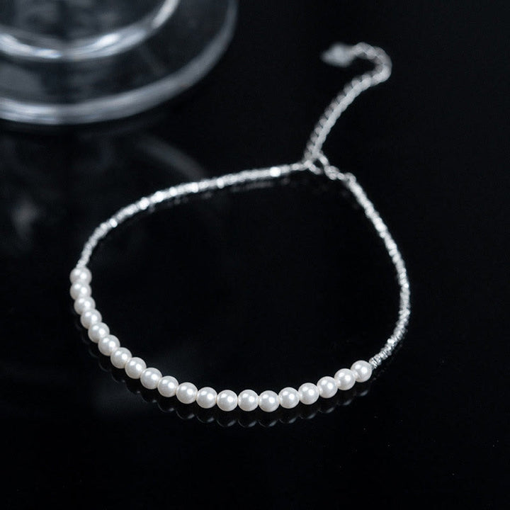 Tobillera protectora con cuentas de perla de plata de ley 925 y Buddha Stones