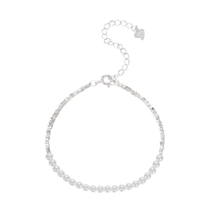 Tobillera protectora con cuentas de perla de plata de ley 925 y Buddha Stones