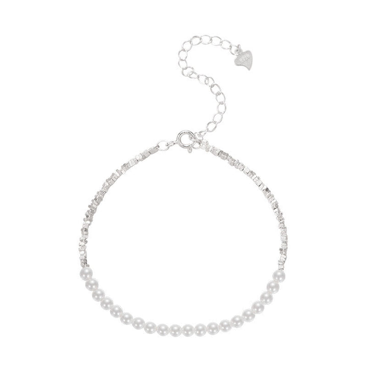 Tobillera protectora con cuentas de perla de plata de ley 925 y Buddha Stones